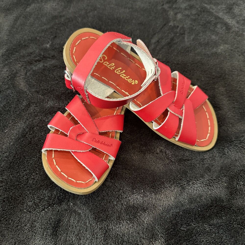 Salt Water Sandals Girls Size 11 Kids Red Leather Saltwater